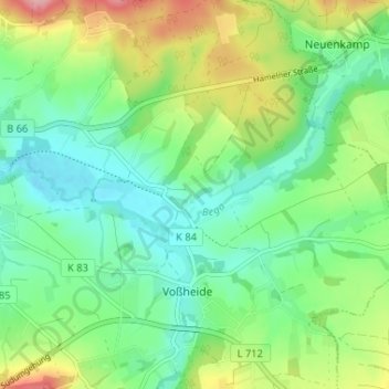 Mapa topográfico Vogelhorst, altitud, relieve