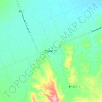Mapa topográfico Moroturo, altitud, relieve