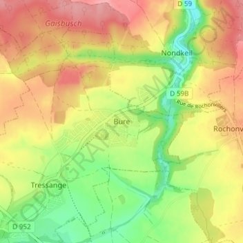 Mapa topográfico Bure, altitud, relieve