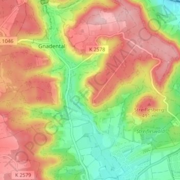 Mapa topográfico Lemberg, altitud, relieve