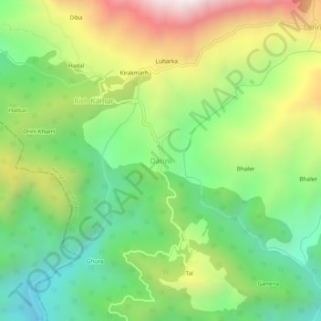 Mapa topográfico Darini, altitud, relieve