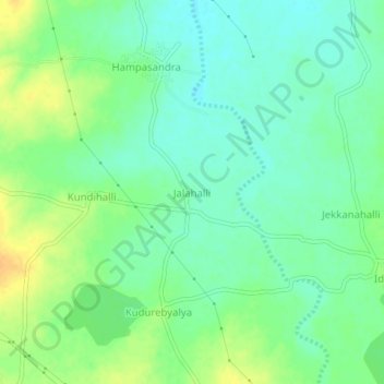Mapa topográfico Jalahalli, altitud, relieve