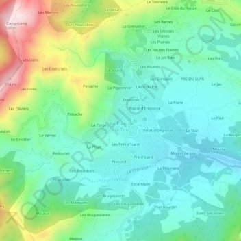 Mapa topográfico Quartier-Neuf, altitud, relieve