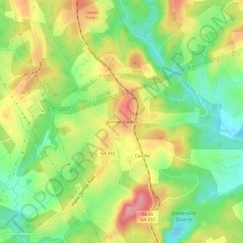 Mapa topográfico Bolman Estates, altitud, relieve