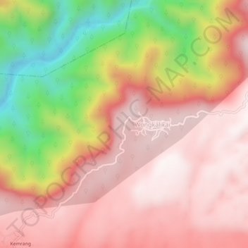 Mapa topográfico Mawlam, altitud, relieve