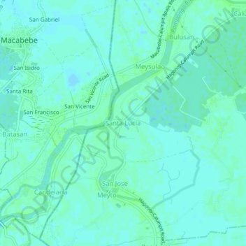 Mapa topográfico Santa Lucia, altitud, relieve
