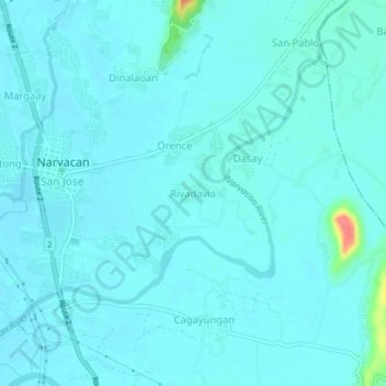 Mapa topográfico Rivadavia, altitud, relieve