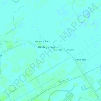 Mapa topográfico Rantau Kopar, altitud, relieve