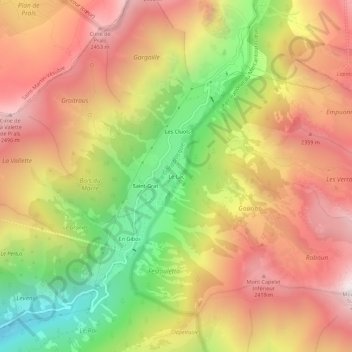 Mapa topográfico Le Lac, altitud, relieve