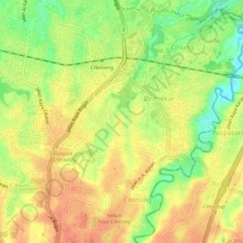 Mapa topográfico Cirimekar, altitud, relieve