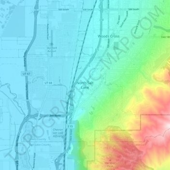 Mapa topográfico North Salt Lake, altitud, relieve