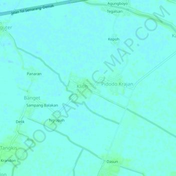 Mapa topográfico Klitih, altitud, relieve