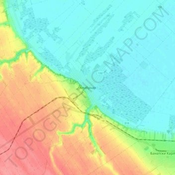 Mapa topográfico Alibunar, altitud, relieve