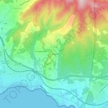 Mapa topográfico Le Baguier, altitud, relieve