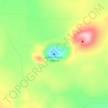 Mapa topográfico Cerro Hueco, altitud, relieve