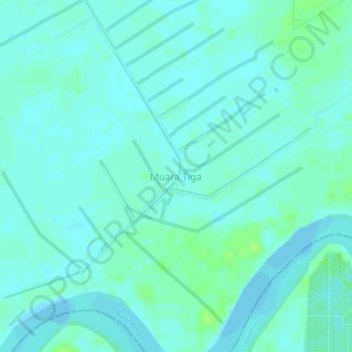 Mapa topográfico Muara Tiga, altitud, relieve