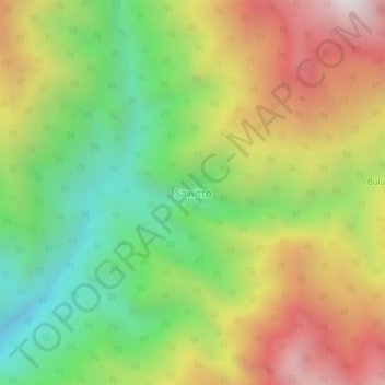 Mapa topográfico Sawitto, altitud, relieve