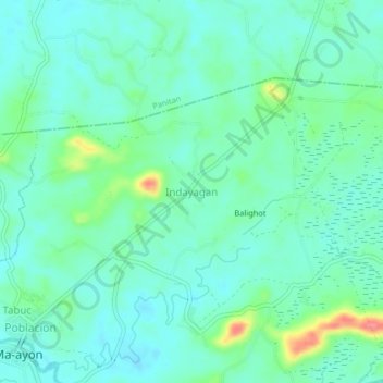 Mapa topográfico Indayagan, altitud, relieve