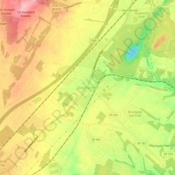 Mapa topográfico Stephenson, altitud, relieve