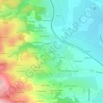 Mapa topográfico La Grye, altitud, relieve