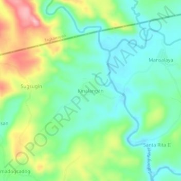 Mapa topográfico Kinalangan, altitud, relieve