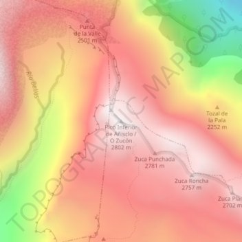 Mapa topográfico Pico Inferior de Añisclo / O Zucón, altitud, relieve