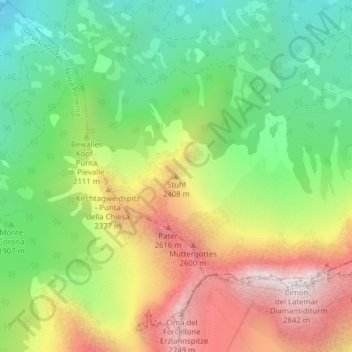 Mapa topográfico Stuhl, altitud, relieve