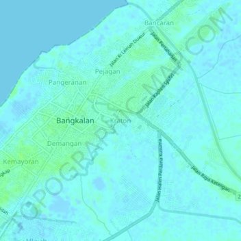 Mapa topográfico Kraton, altitud, relieve
