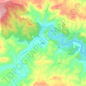 Mapa topográfico Fortes, altitud, relieve