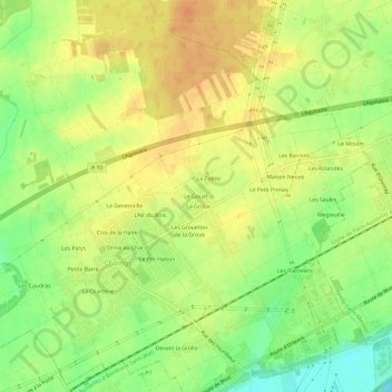 Mapa topográfico Le Gouet, altitud, relieve