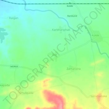Mapa topográfico Suli, altitud, relieve