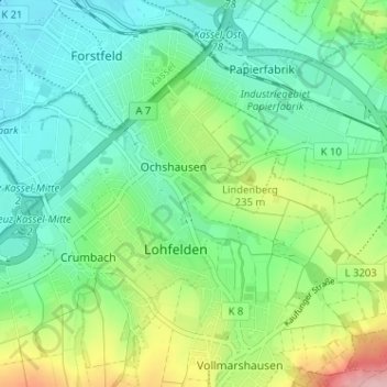 Mapa topográfico Am Hammelsberg, altitud, relieve