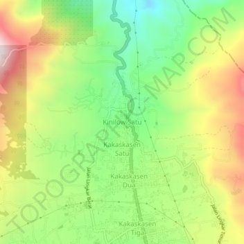 Mapa topográfico Kinilow Satu, altitud, relieve