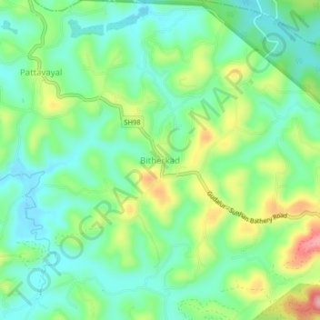 Mapa topográfico Bitherkad, altitud, relieve