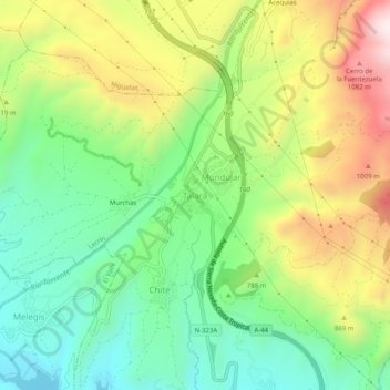 Mapa topográfico Talará, altitud, relieve
