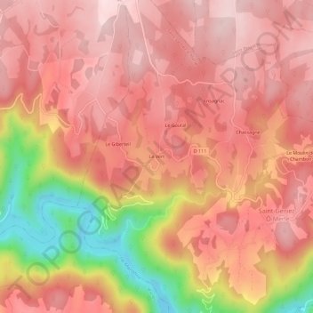 Mapa topográfico Le Vert, altitud, relieve