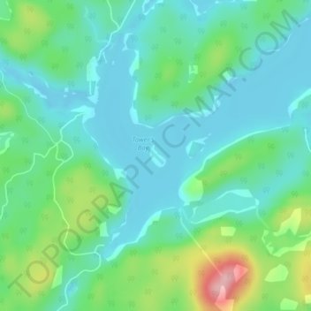 Mapa topográfico Birch Island, altitud, relieve