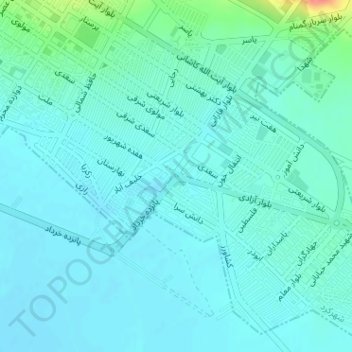 Mapa topográfico Shohada Square, altitud, relieve