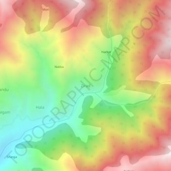 Mapa topográfico Zirad, altitud, relieve