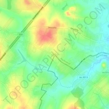 Mapa topográfico Bo Win, altitud, relieve