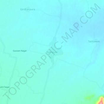 Mapa topográfico Rampura, altitud, relieve