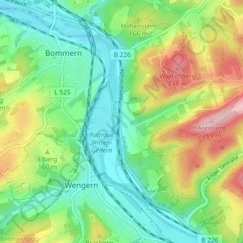 Mapa topográfico Gedern, altitud, relieve