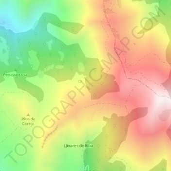 Mapa topográfico Fuente Prieta, altitud, relieve