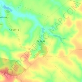 Mapa topográfico Zelena, altitud, relieve