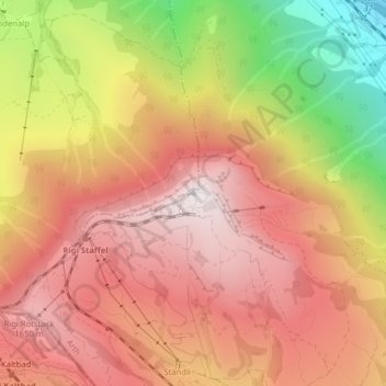 Mapa topográfico Rigi, altitud, relieve