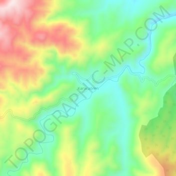 Mapa topográfico Karacaören, altitud, relieve
