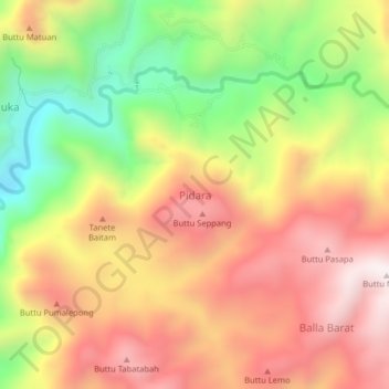 Mapa topográfico Pidara, altitud, relieve