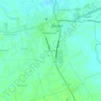 Mapa topográfico Samput, altitud, relieve