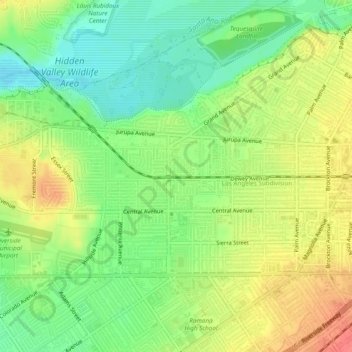 Mapa topográfico Magnolia Avenue, altitud, relieve