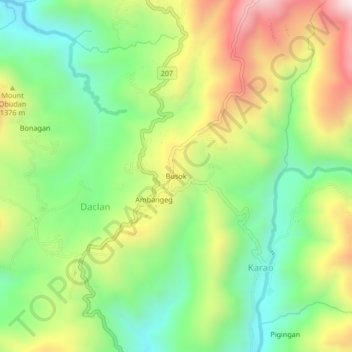 Mapa topográfico Busok, altitud, relieve